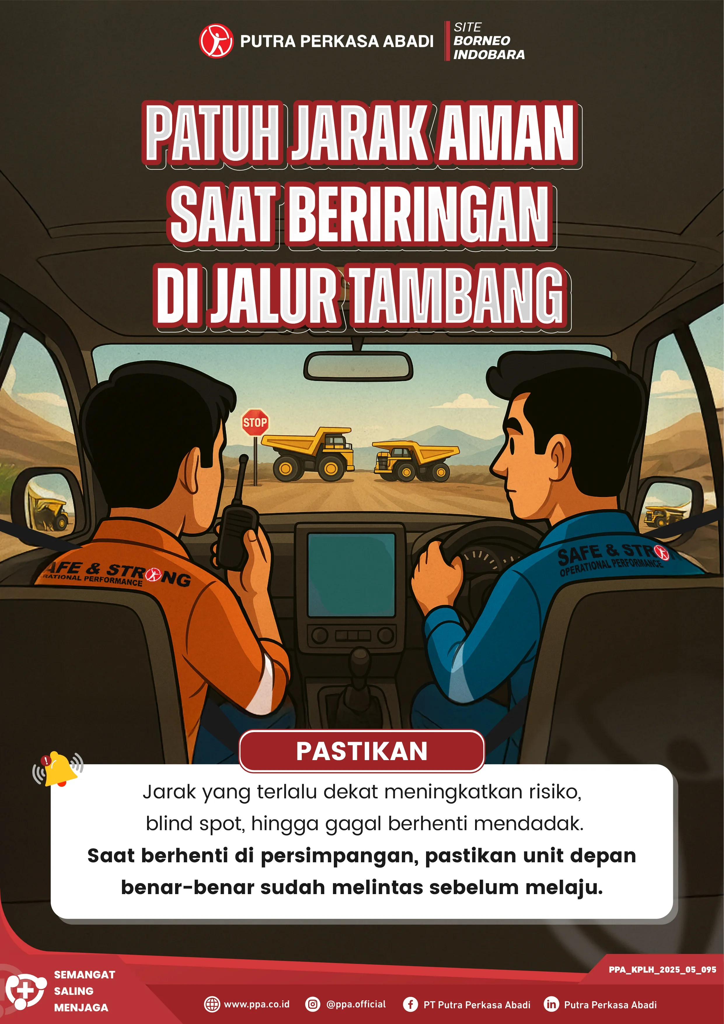 Patuh Jarak Aman Saat Beriringan di Jalur Tambang